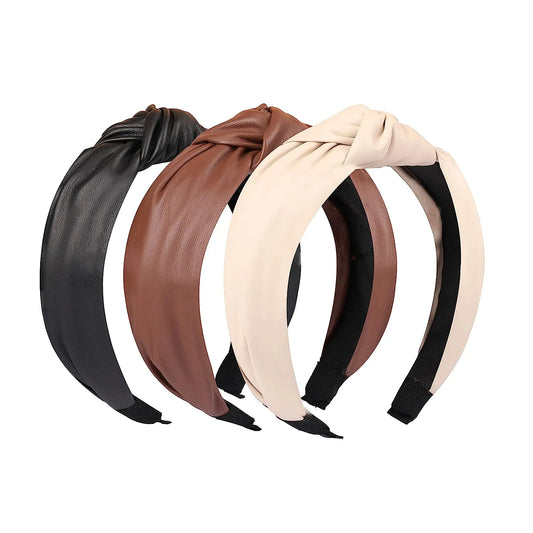 Pu Leather Knotted Headband for Women and Girls