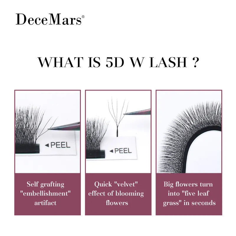 DeceMars 5D - W Shaped Eyelash Extension (12line/Tray)