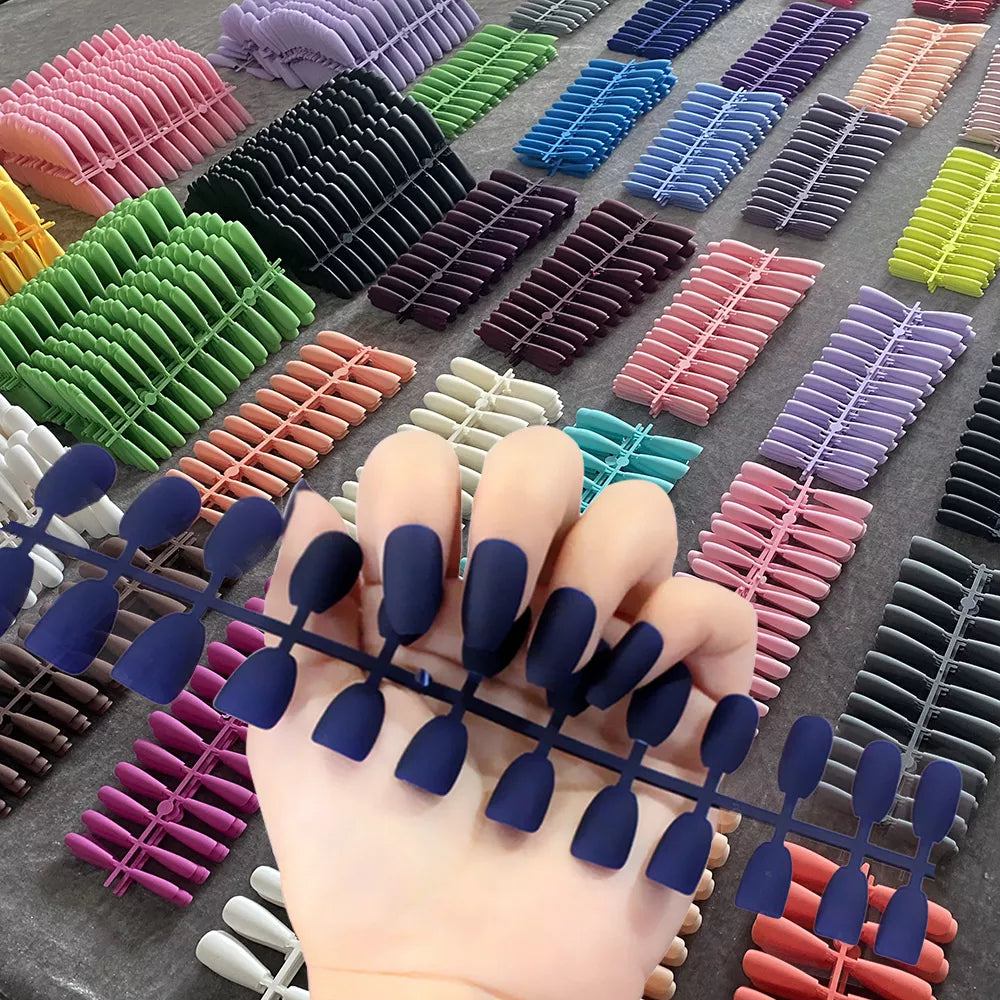 24pcs Colorful Frosted Matte Strips False Nail Ballet Press on Nails Tips for Nails Art Artificial Fingernails Fake Nail