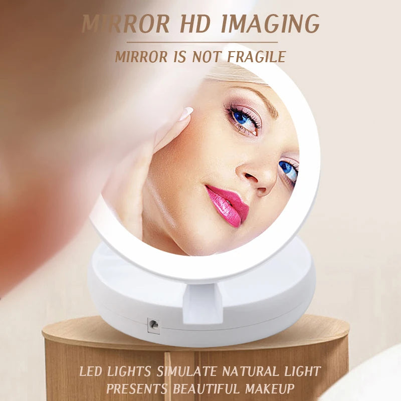 Foldable Led Magnifying Mirror Makeup Costway White Vanity Cosmetic Mirror USB Charging or Battery  with Light 10X Table Mirrors