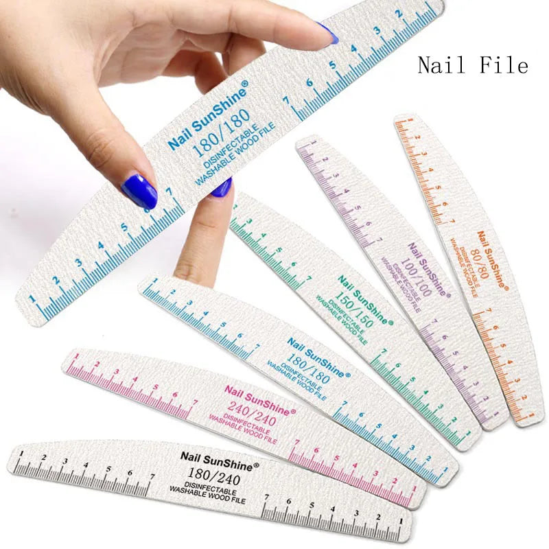 1 Pcs Half Moon Nail File Sandpaper 80/100/150/180/240 Nail Sanding file Buffer For Manicure Polishing Nail Tools