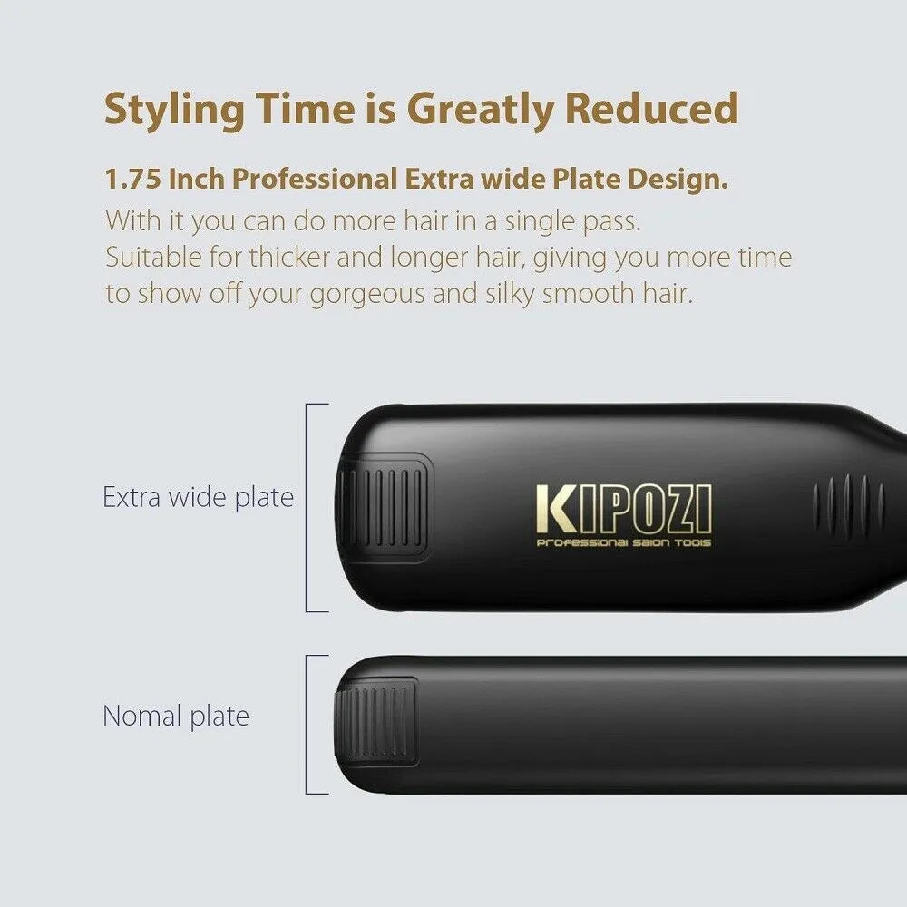 KIPOZI Professional Titanium Flat Iron Hair Straightener with Digital LCD