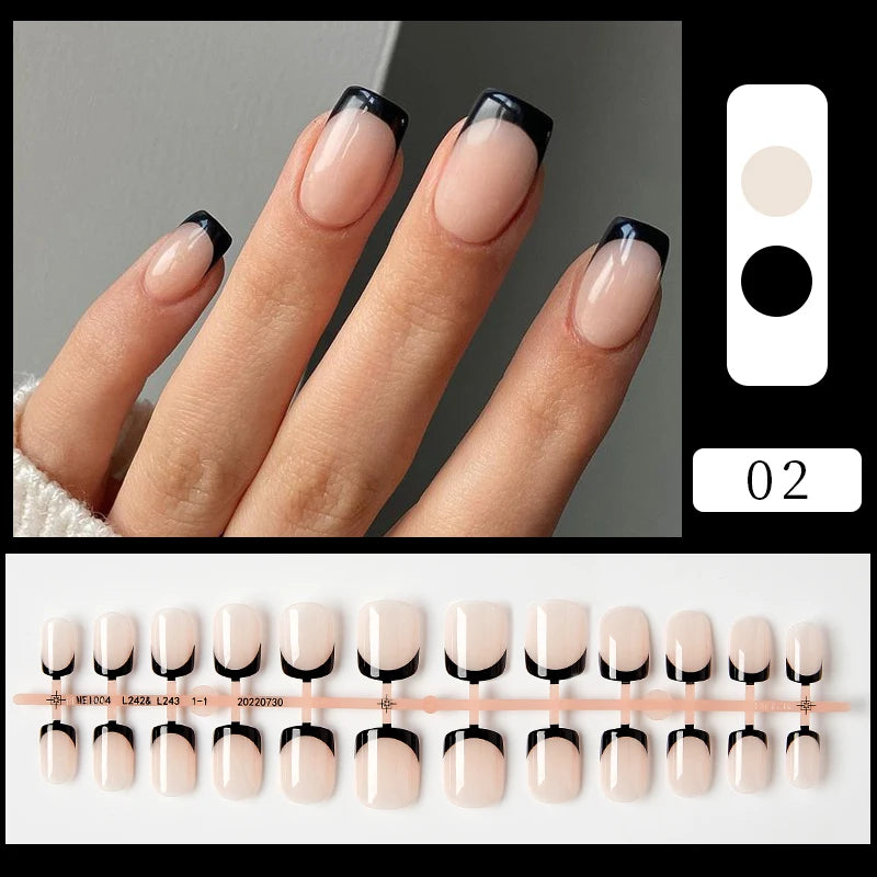 24pcs false nails with French design full finish