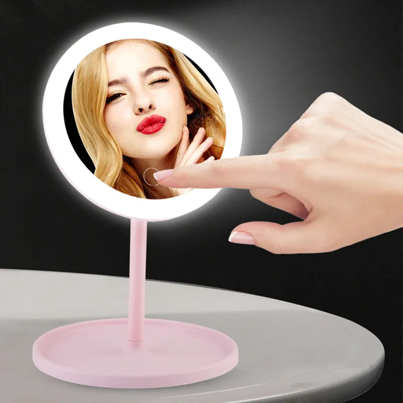 LED cosmetic mirror with dimmable, rotating - USB