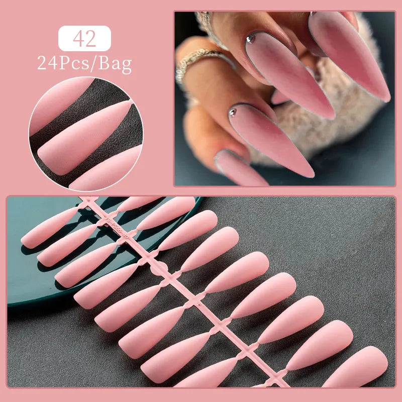 24pcs false nails with French design full finish