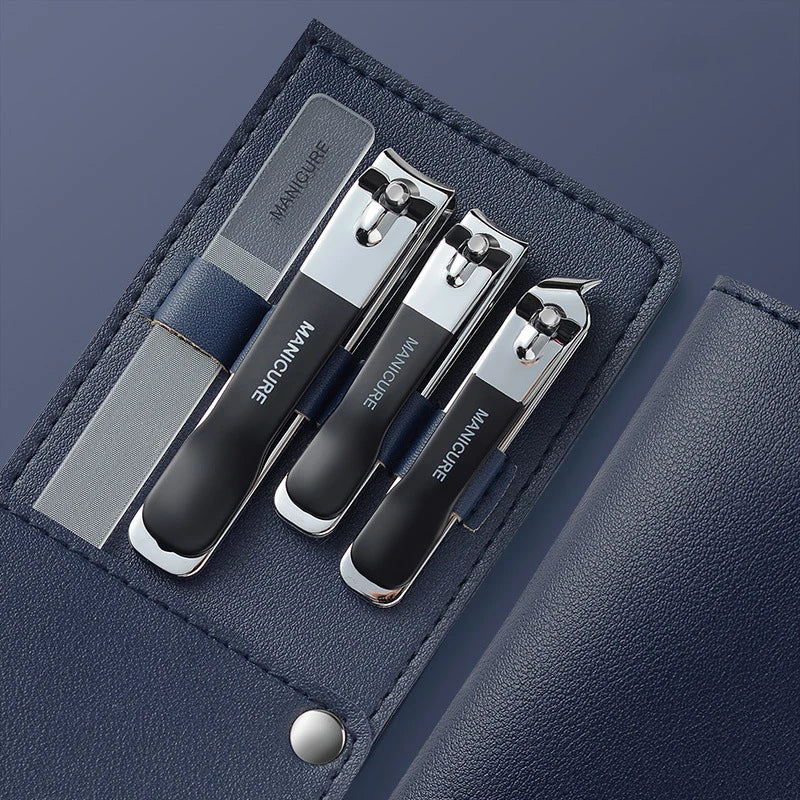 Manicure set personal care tools with leather packaging