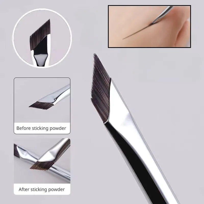 Eyeliner and eyebrow brush with ultra-fine tip