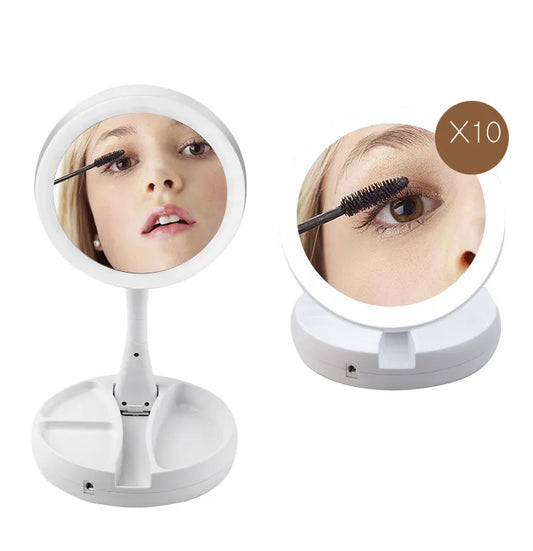 Double-Sided Mirror LED Portable With 10XMagnification