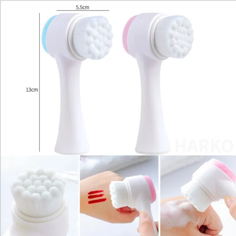 Silica Gel Facial Brush Double Sided Facial Cleanse