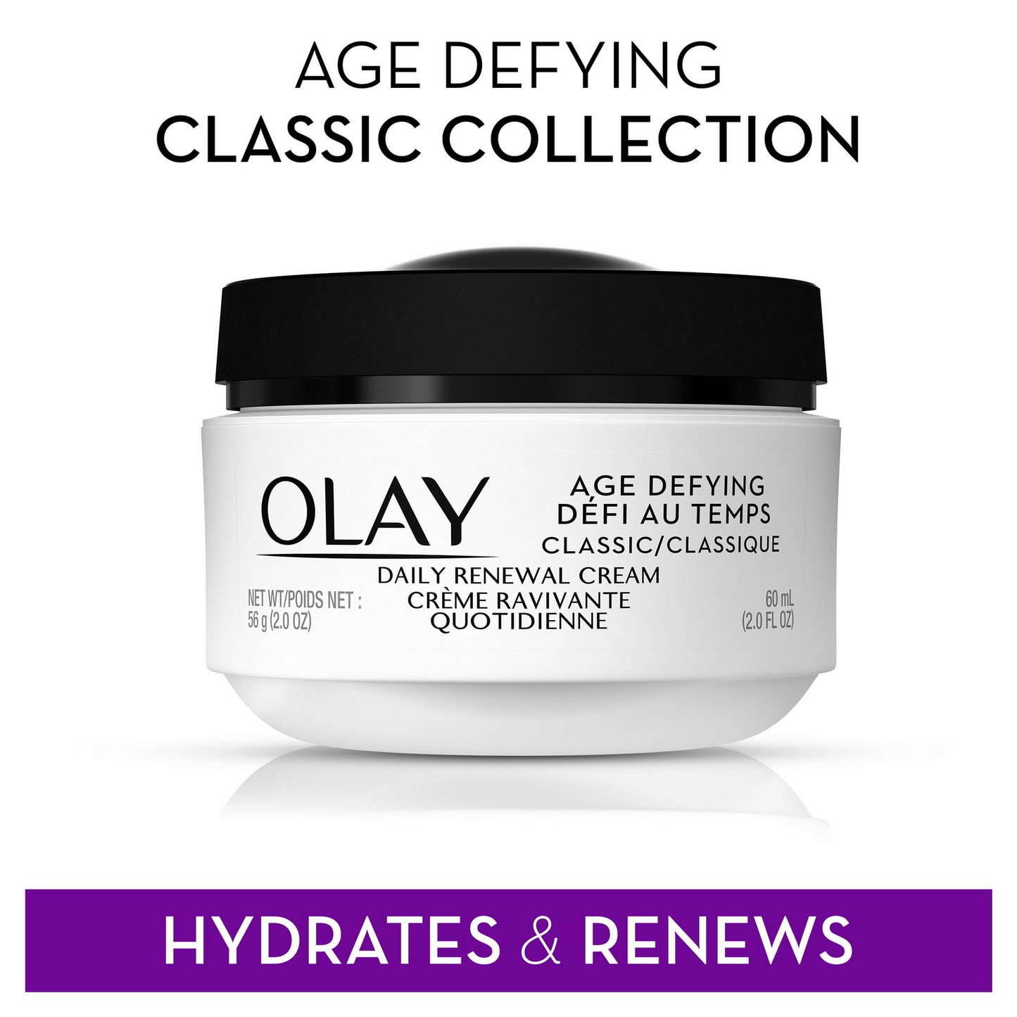 Olay Age Defying Classic Daily Renewal Cream, Face Moisturizer for Dull Combination Skin, 2.0 fl oz