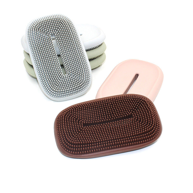 Soap Holder 2-in-1 Silicone + Soft Bath Brush Soap Box for Home Travel Soap Dish Bathroom Accessories