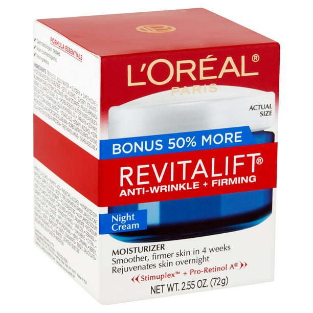 L'Oreal Paris Revitalift Night Cream Anti Wrinkle and Firming, 2.55 fl oz