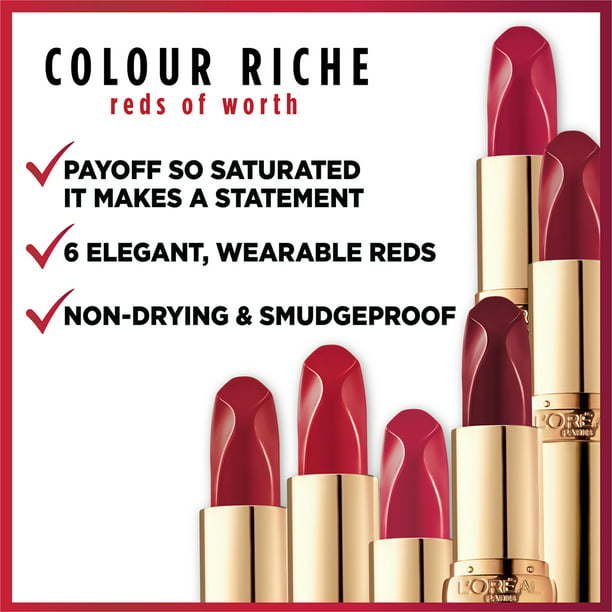 L'Oreal Paris Colour Riche Reds of Worth Satin Lipstick, Lovely Red