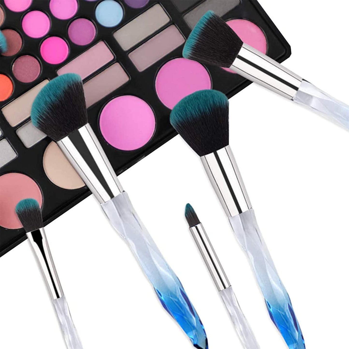 Makeup Brushes Set Crystal Handle - 10pcs Colorful Diamond Cosmetic Kabuki Brushes Foundation Concealer Face Powder Eye Shadows Highlight Brush Kit For Makeup