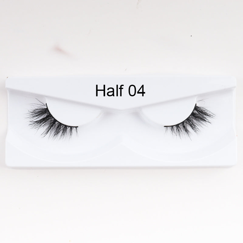 1Pair Mink Half Lashes Soft Thick Eye End Lengthening Faux Eyelashes Natural Long Handmade Eyelash Cross Curl 3D Lash For Makeup