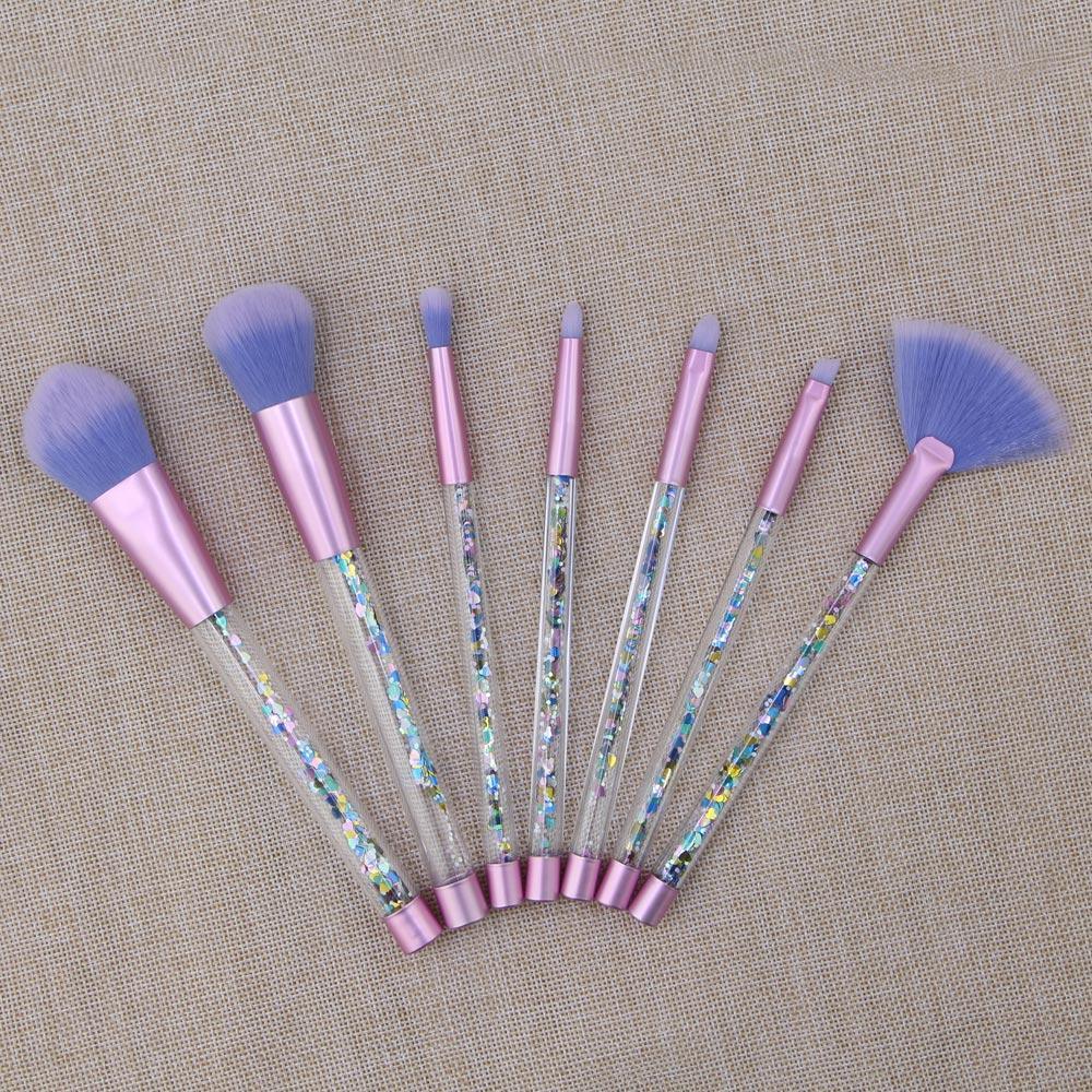 7pcs quicksand makeup brushes with bag (color)